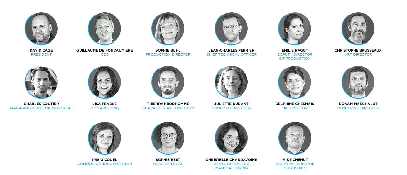 Image contenant les photos des membres de l'équipe de direction de Quantic Dream